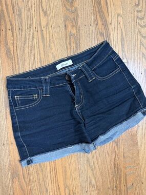 Dark Indigo Rolled Hem Denim Shorts